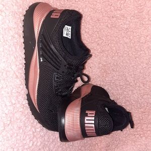 Rose gold and black puma brand size 9 shoes